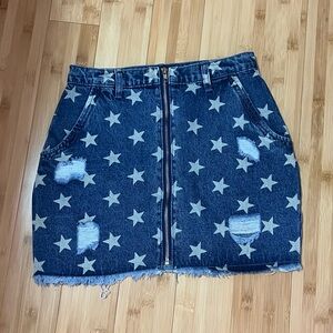 Revolve Denim Star-Patterned Skirt